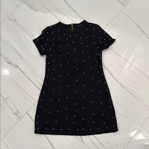 City Triangles Black Mini Dress with pearls